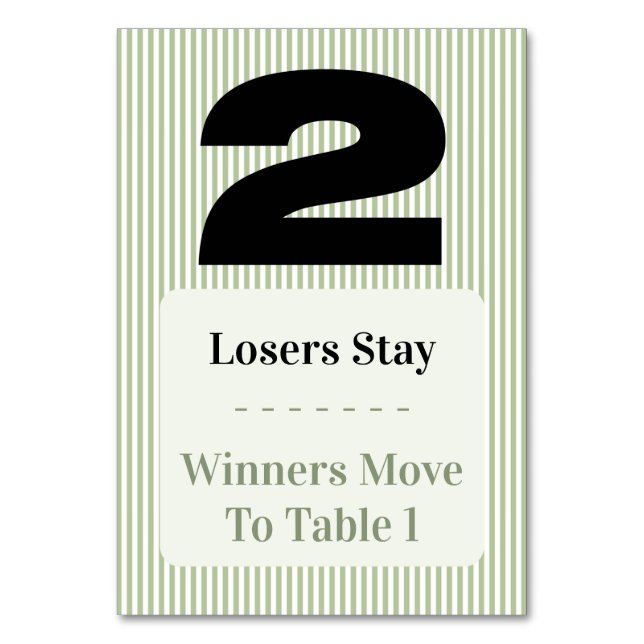 Numeração De Mesa Simple Modern Bunco Table Two Card Set  (Frente)