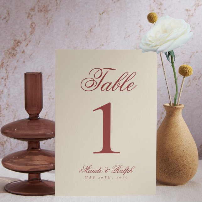 Numeração De Mesa Simple Modern Old Money Bold Red Wedding (Guide guests to their seats with sophistication using these Old Money Bold Red Wedding Table Numbers)