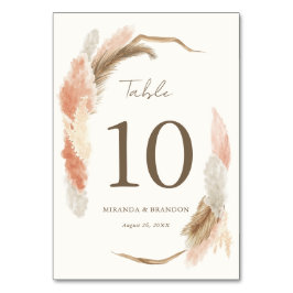 Numeração De Mesa Simple Modern Rustic Pampas Grass Wedding