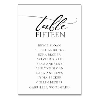 Numeração De Mesa Simple Script Classic Wedding Table Number