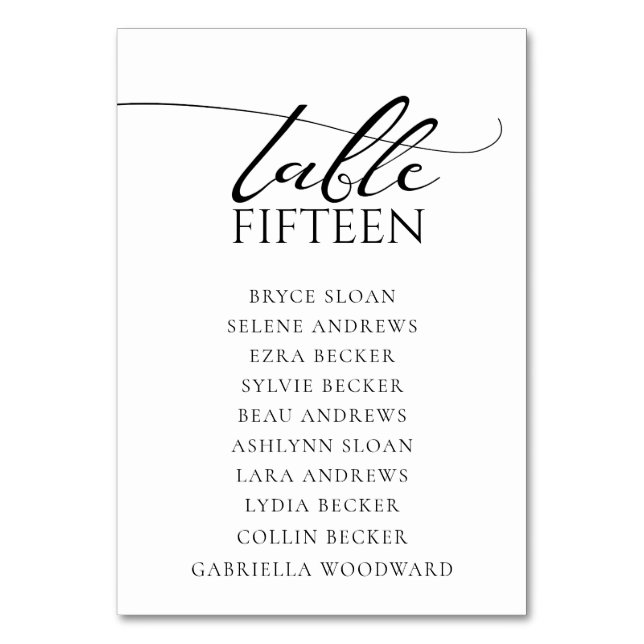 Numeração De Mesa Simple Script Classic Wedding Table Number (Verso)