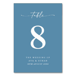 Numeração De Mesa Simple Solid Color Light Navy Blue Wedding Table 