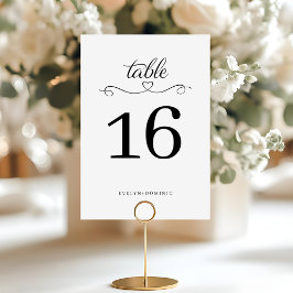 Numeração De Mesa Simple yet Elegant Script Heart Wedding