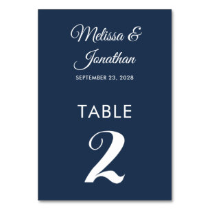 Numeração De Mesa Simples casamento branco prussiano azul elegante