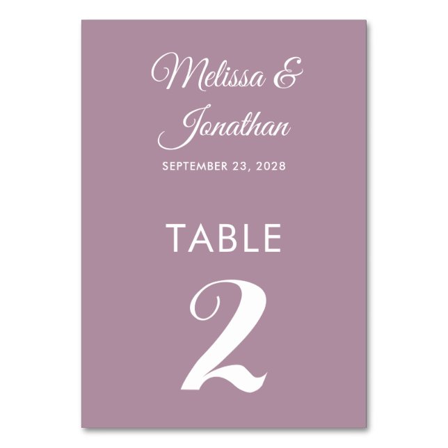Numeração De Mesa Simples casamento elegante roxo e poeirento (Frente)