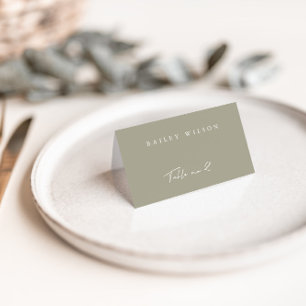 Numeração De Mesa Simples Cinza Green Modern Wedn Place Card