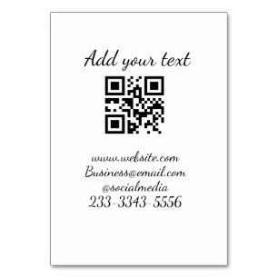 Numeração De Mesa simples código QR personalizado adicionar seu nome