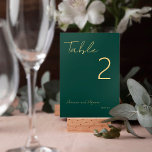 Numeração De Mesa Simples Emerald Verde Dourado Minimalista<br><div class="desc">Personalize este simples cartão de números de mesas esmerald verde e ouro,  elegante e minimalista,  na moda. Observe que o ouro neste design é um impressão de cor amarela,  não uma folha de ouro real.</div>