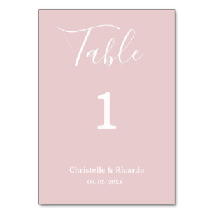 Numeração De Mesa Simples escritura de caligrafia rosa-de-casamento