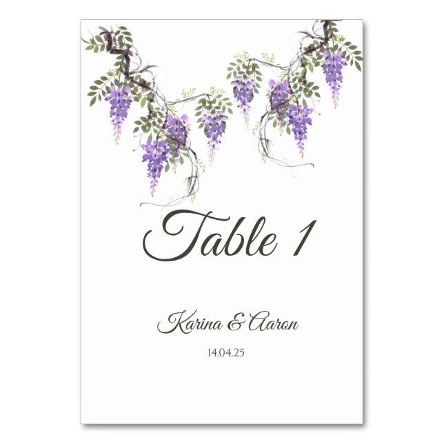 Numeração De Mesa Sinal de Boas-Vindas de Casamento Wisteria (Frente)