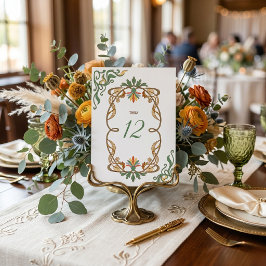 Numeração De Mesa Sinal de Casamento Art Nouveau Elegante Floral