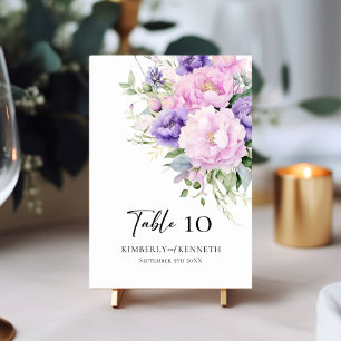 Numeração De Mesa Sinal de Casamento de Mesa Floral Rosa-Lavanda Rox