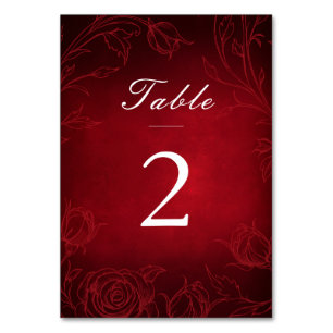 Numeração De Mesa Sinal de Casamento Jardim Botânico Rosa Vermelha R
