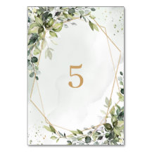 Sinal de mesa de casamento geométrico de eucalipto