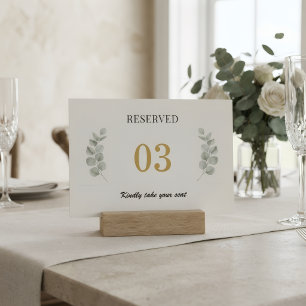 Numeração De Mesa Sinal de Mesa de Casamento Reservada Sage Botânico