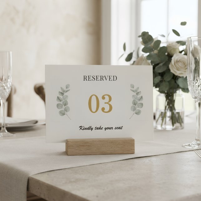 Numeração De Mesa Sinal de Mesa de Casamento Reservada Sage Botânico (Criador carregado)
