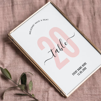 Numeração De Mesa Sinal de Número de Mesa com Caligrafia Elegante Ro