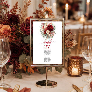 Numeração De Mesa Sinal de número de mesa Floral Outono Boho Dourado