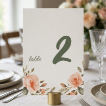 Sinal de Número de Mesa Personalizado com Floral E