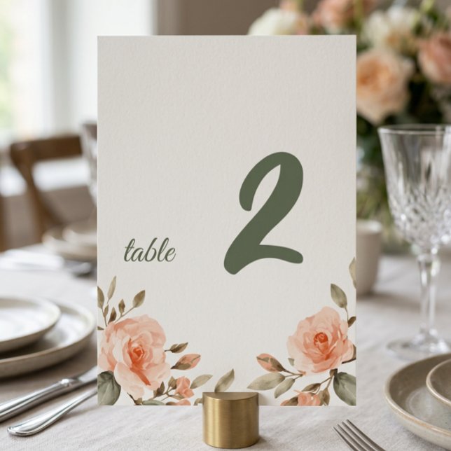 Numeração De Mesa Sinal de Número de Mesa Personalizado com Floral E (Criador carregado)