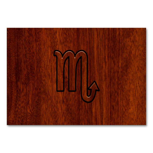 Numeração De Mesa Sinal de Scorpio Zodiac no Estilo de Mahogany (Frente)