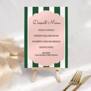 Numeração De Mesa Sinal do Menu de Sobremesa Rosa e Verde do Colinas