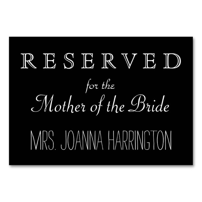 Numeração De Mesa Sinal Reservado de Casamento Negro e Branco (Frente)