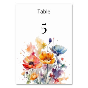Numeração De Mesa Sinfonia de Flores Silvestres: Aquarela Colorida d