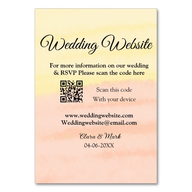 Numeração De Mesa Site de casamento adicionar código Q R digitalizaç (Frente)