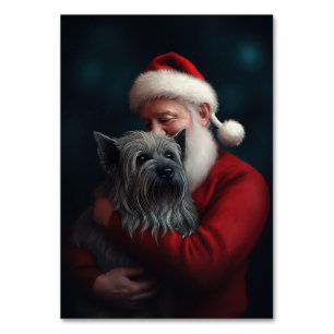 Numeração De Mesa Skye Terrier com Papai Noel Natal Festivo