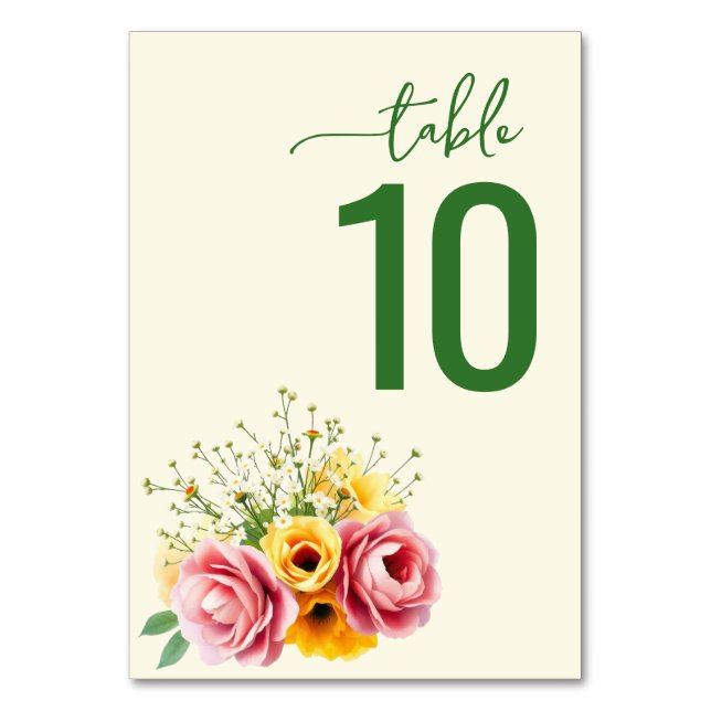 Numeração De Mesa Sofisticado Sinal de Mesa Floral Verde (Frente)
