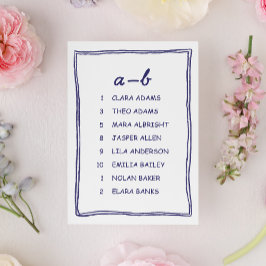 Numeração De Mesa Soft Blue Doodle Wedding Seating Chart Card