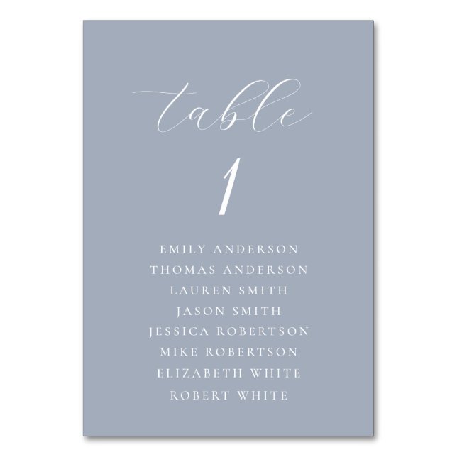 Numeração De Mesa Soft Dusty Blue Wedding Seating Chart (Frente)