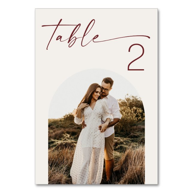 Numeração De Mesa Soft Ivory Minimalist Wedding. Modern Script Photo (Frente)