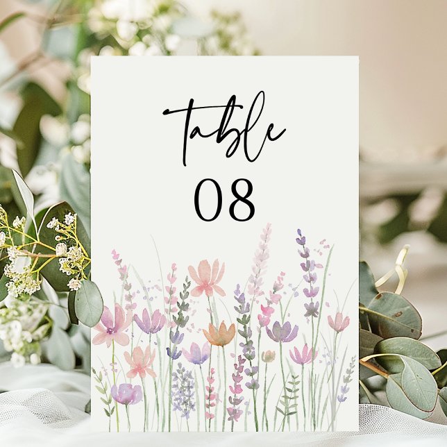 Numeração De Mesa Soft Pastel Floral Wildflower Wedding (Criador carregado)