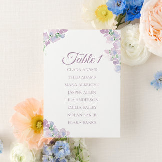 Numeração De Mesa Soft Purple Butterfly Pea Wedding Seating Card