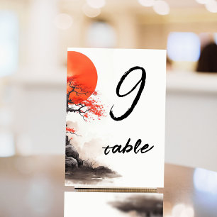 Numeração De Mesa Sol Vermelho e Velha Sakura