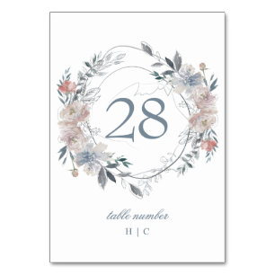 Numeração De Mesa Solo Floral Romântico Monograma de Aquarela