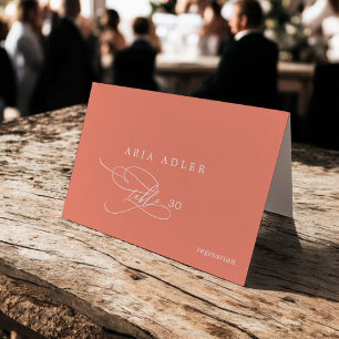 Numeração De Mesa SOPHIA Bright Coral Summer Menu Option Cards