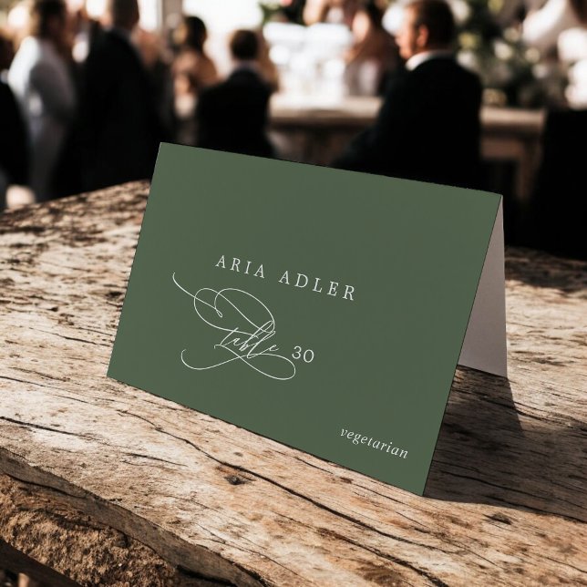 Numeração De Mesa Sophia Rustic Olive Menu Option Cards (SOPHIA Rustic Olive Green Menu Option Place Cards)