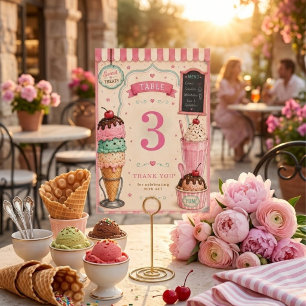 Numeração De Mesa Sorvete Pastel Aniversário Doce