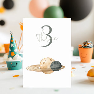 Numeração De Mesa "Space Adventure Watercolor Primeiro Aniversário