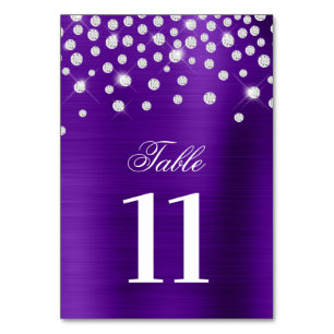 Numeração De Mesa Sparkly Faux Silver Diamantes Indigo Satin Foil