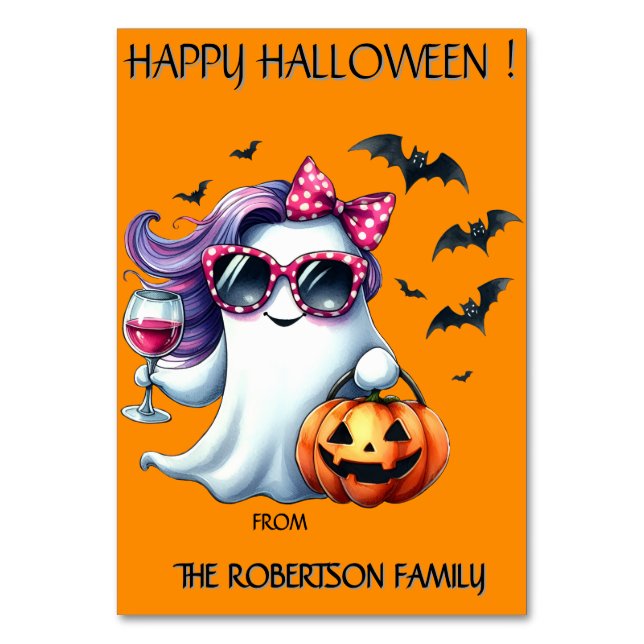 Numeração De Mesa Spooky Girly Ghost Halloween (Frente)