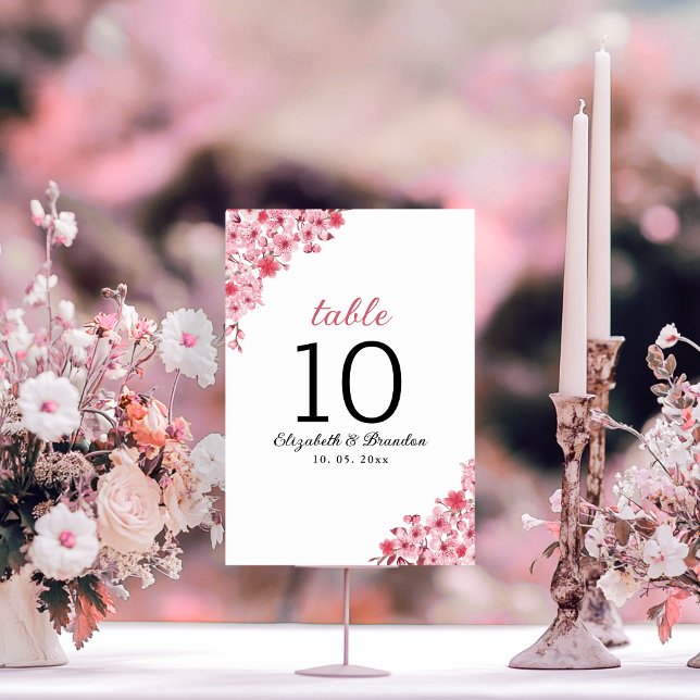 Numeração De Mesa Spring Cherry Wedding – Sakura Flower  (Criador carregado)