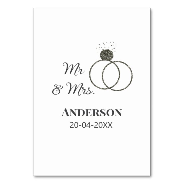 Numeração De Mesa Sr. & Sra. adicionar nome da família data ano casa (Frente)