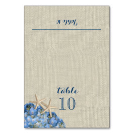 Numeração De Mesa Starfish e Blue Hydrangea Place Card