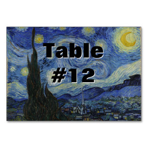 Numeração De Mesa Starry Night Vincent van Gogh Painting