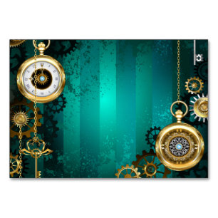 Numeração De Mesa Steampunk Jewelry Watch em um fundo verde