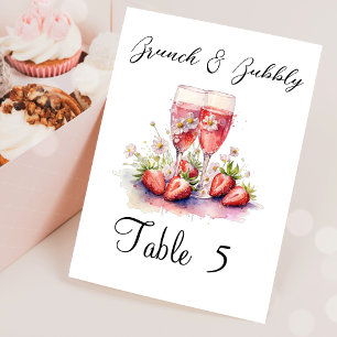 Numeração De Mesa Strawberry Champagne Partido do Chá de panela Flor